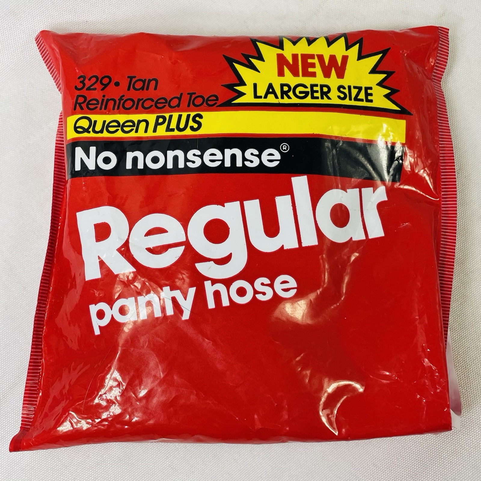 Queen Plus No Nonsense Tan Reinforced Toe 329 Pantyhose Vintage