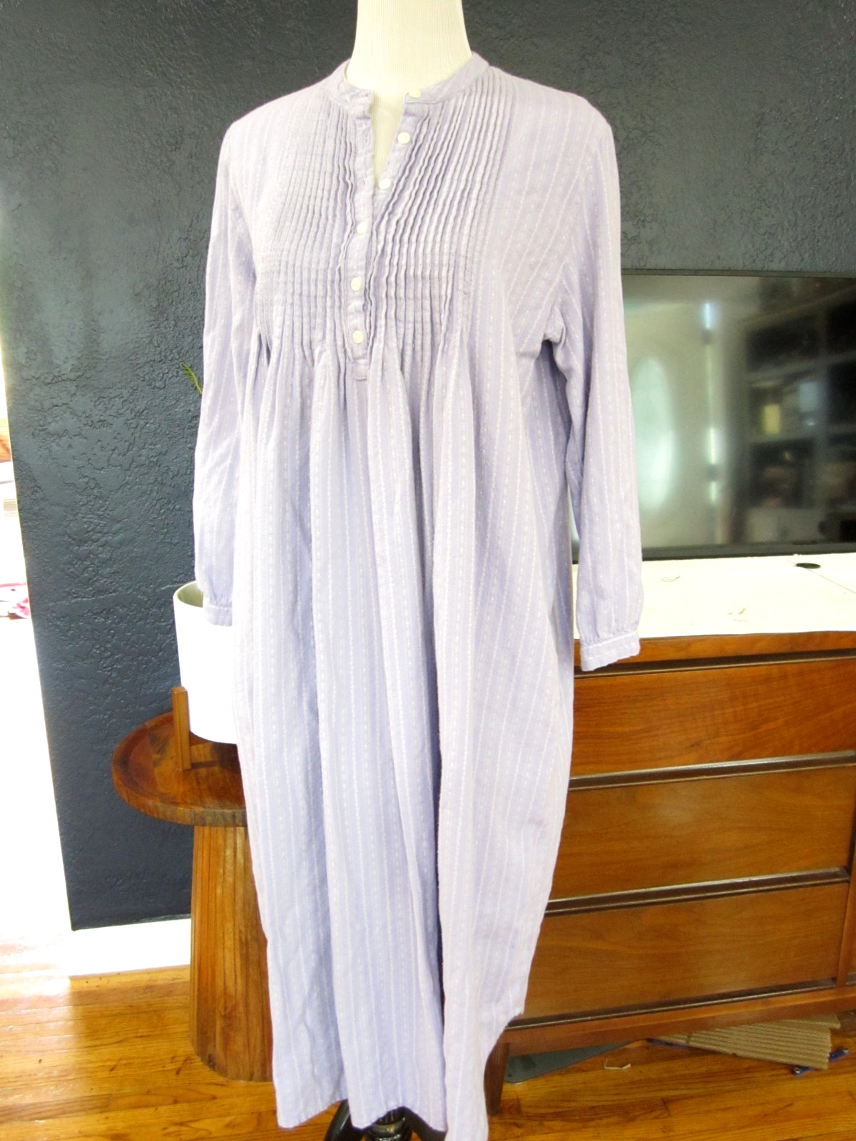 LL Bean Womens Medium Purple Cotton Flannel Prairie Cottage Core Dress