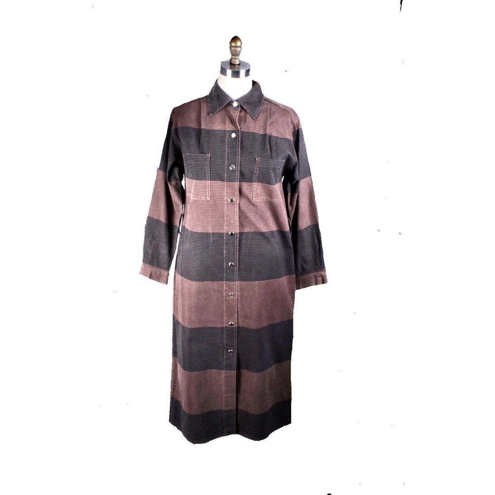 VTG 1970s Vuokko Finland Mod Minimalist Stripe Cotton Coat Dress XS/S