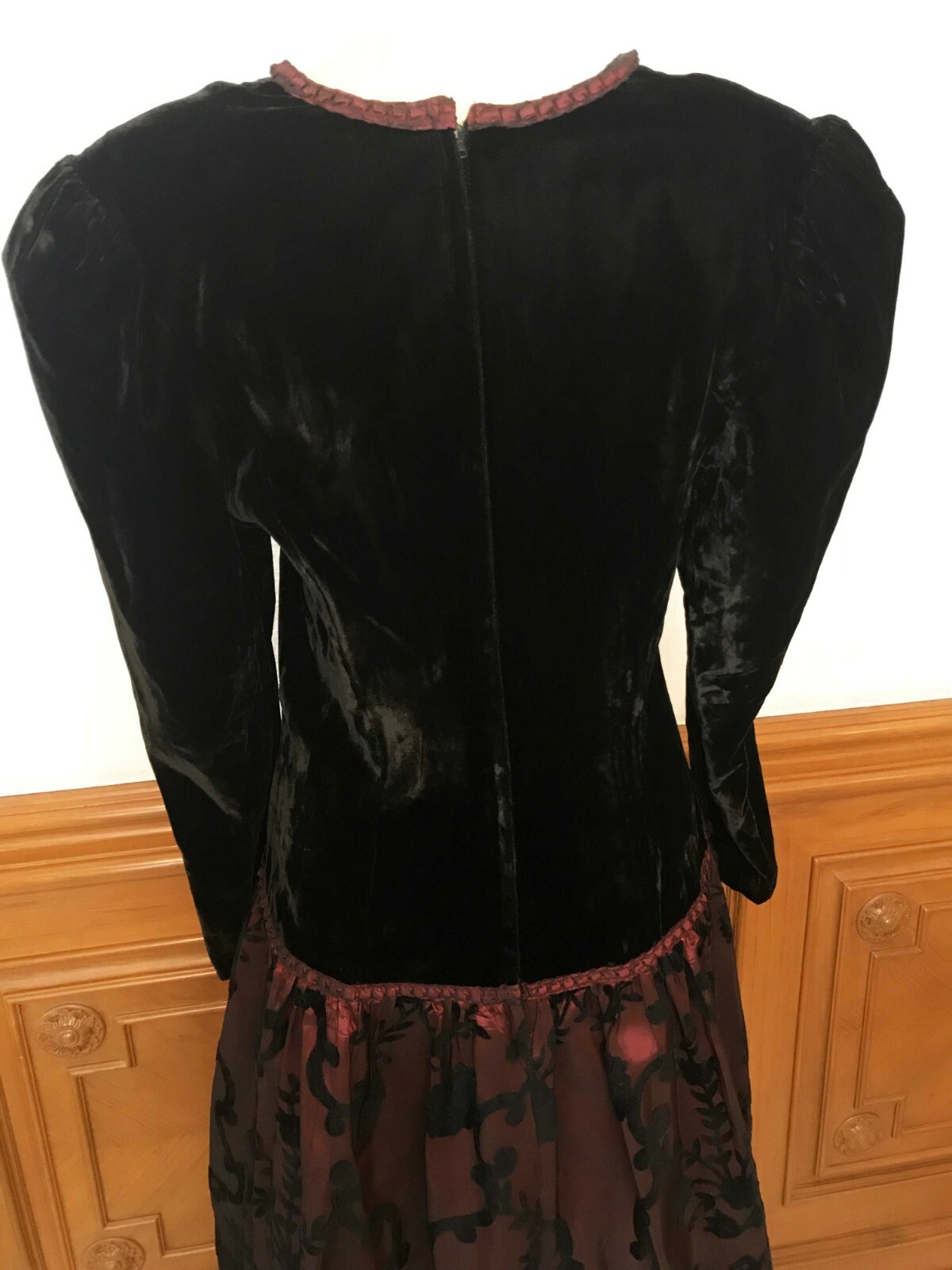 Vintage Scott McClintock Velvet Prom Party Formal Dress Gown Black Red Sz 12 USA