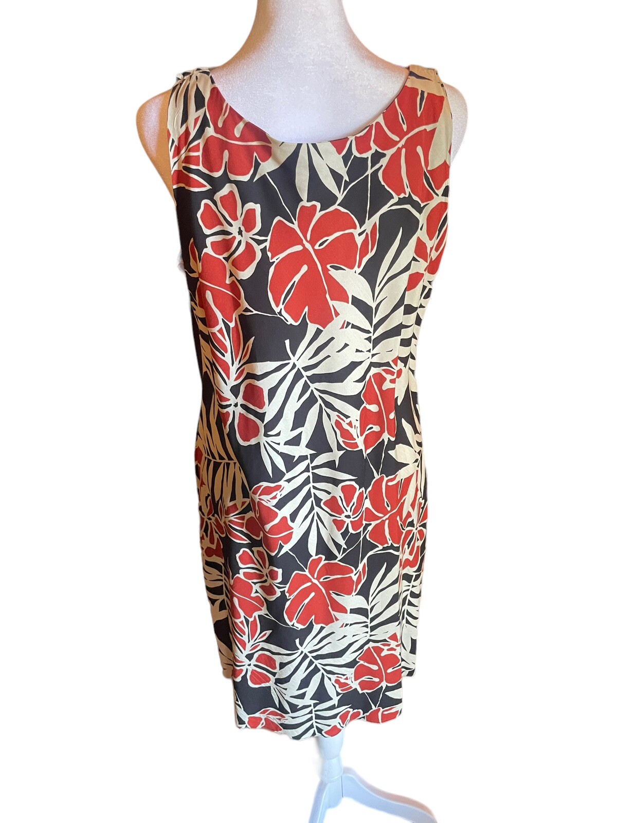 Vintage Nani of Hawaii Dress Tropical Hawaiian Knee Length Sz Small Tan Floral