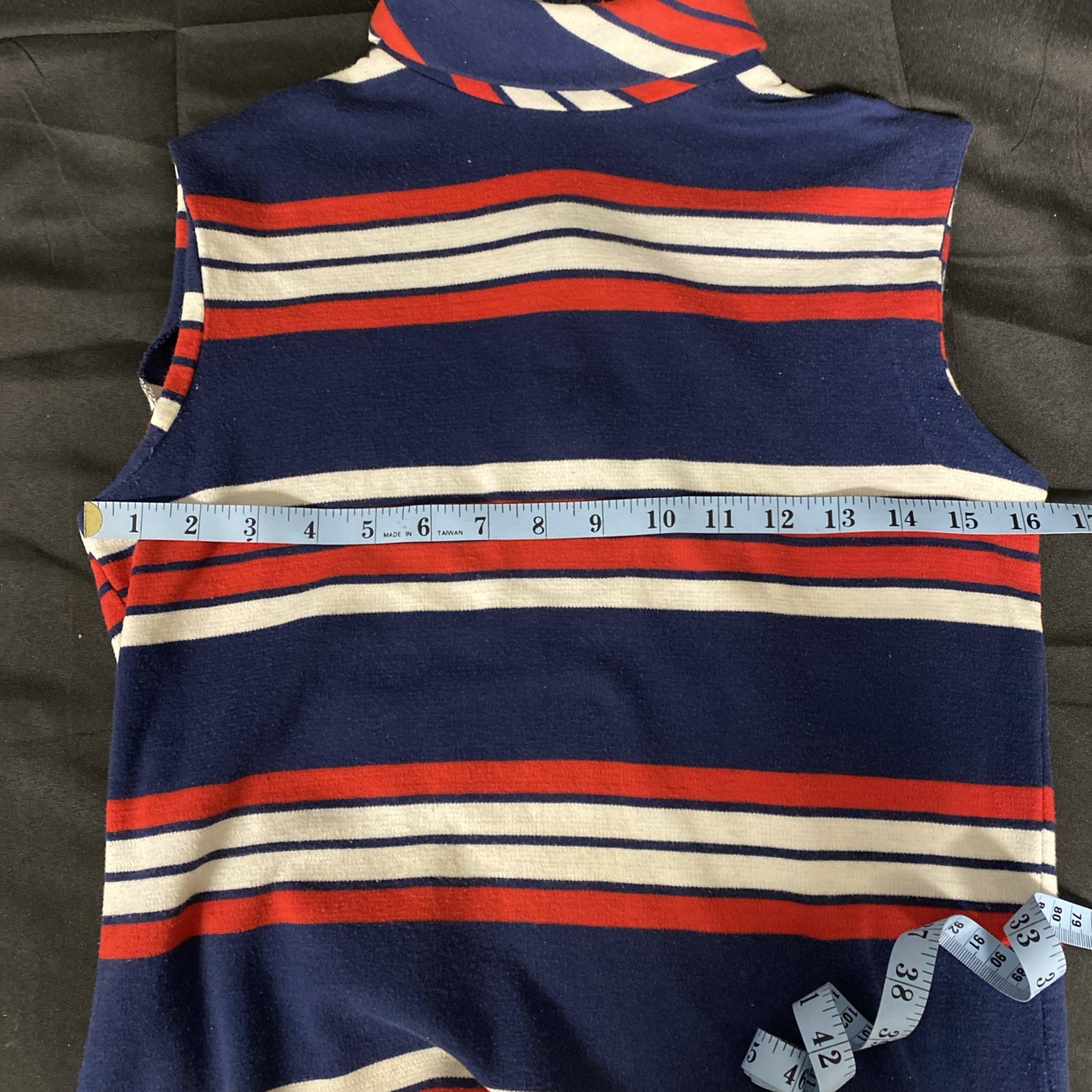 Preppy Red White & Blue VTG 70s Sleeveless Mock Turtleneck Top w/Zipper