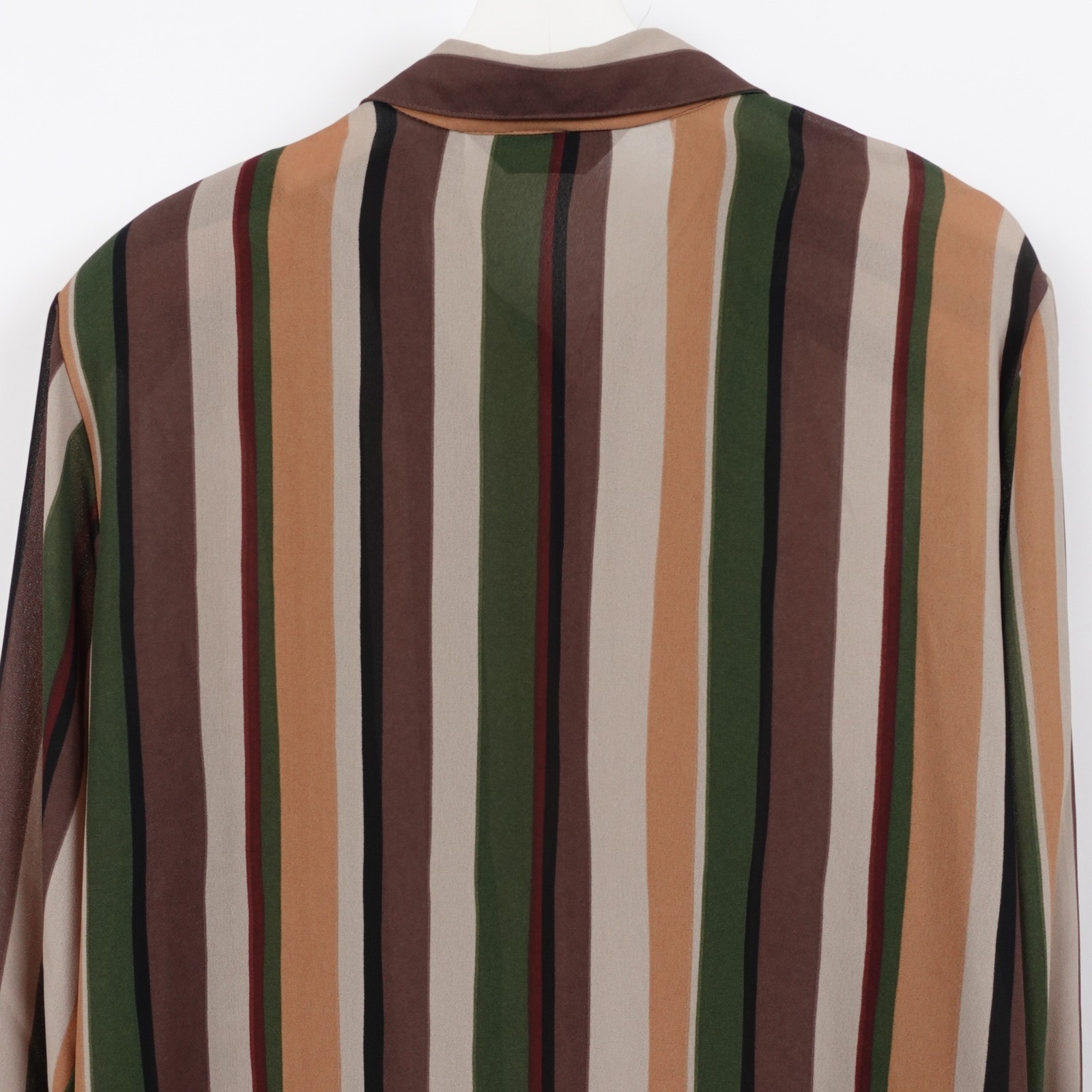 Vintage 70s Women’s Disco Shirt Striped Vertical Loubella Dagger Collar Large