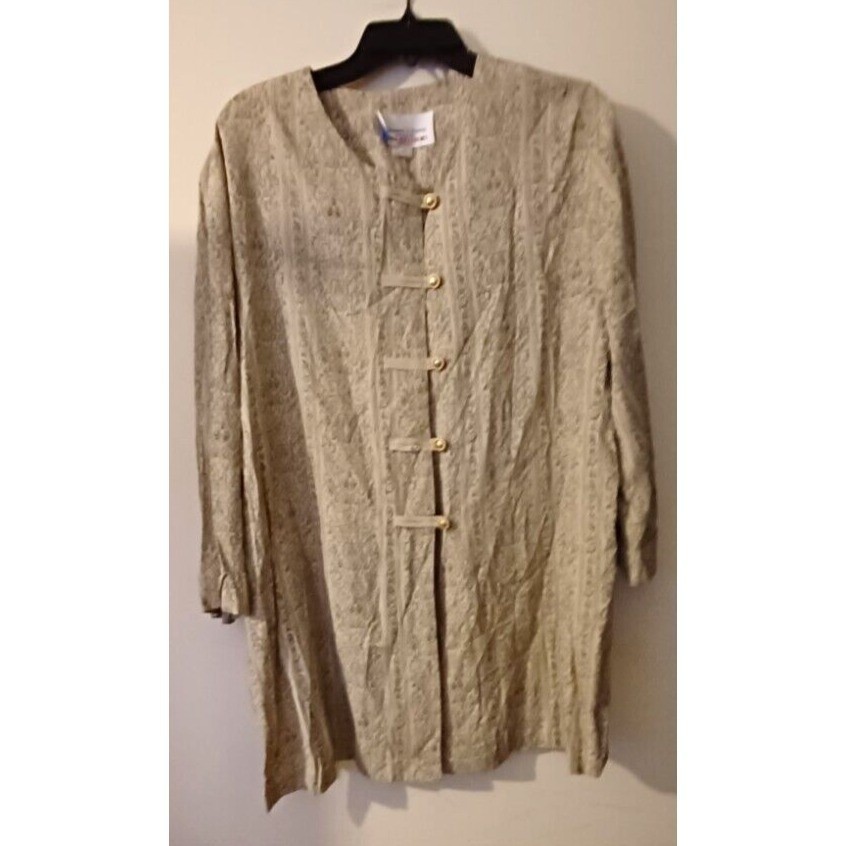 Vtg Reina Industries Size 18 Shirt Top Floral Boho Career Oriental USA