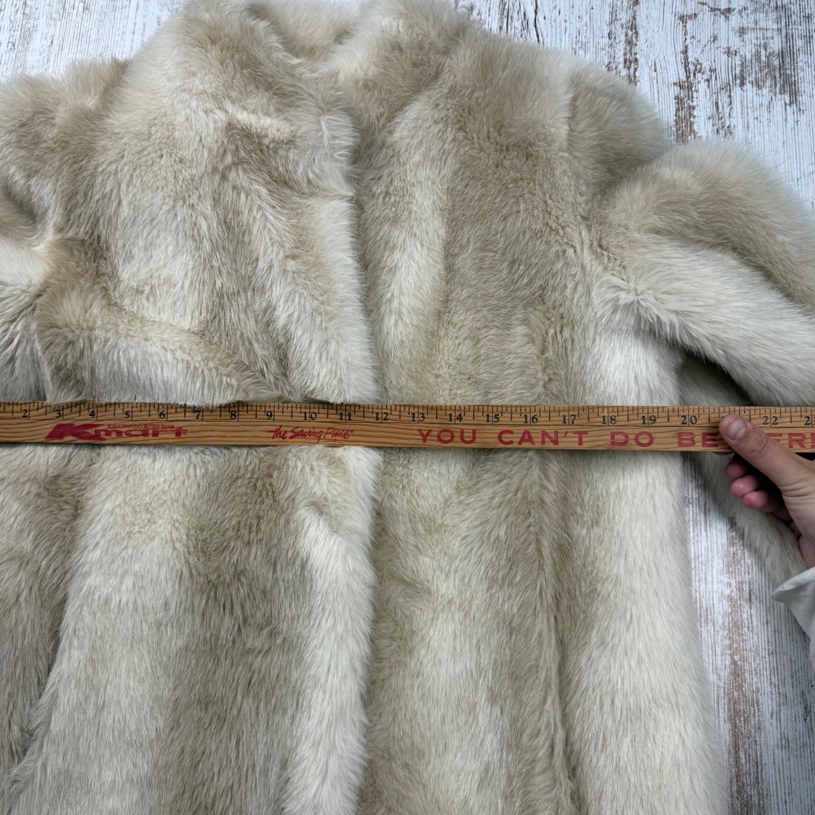 VTG Hillmoor New York Faux Fur Coat Cream Union Made in USA Mid Length Coat USA