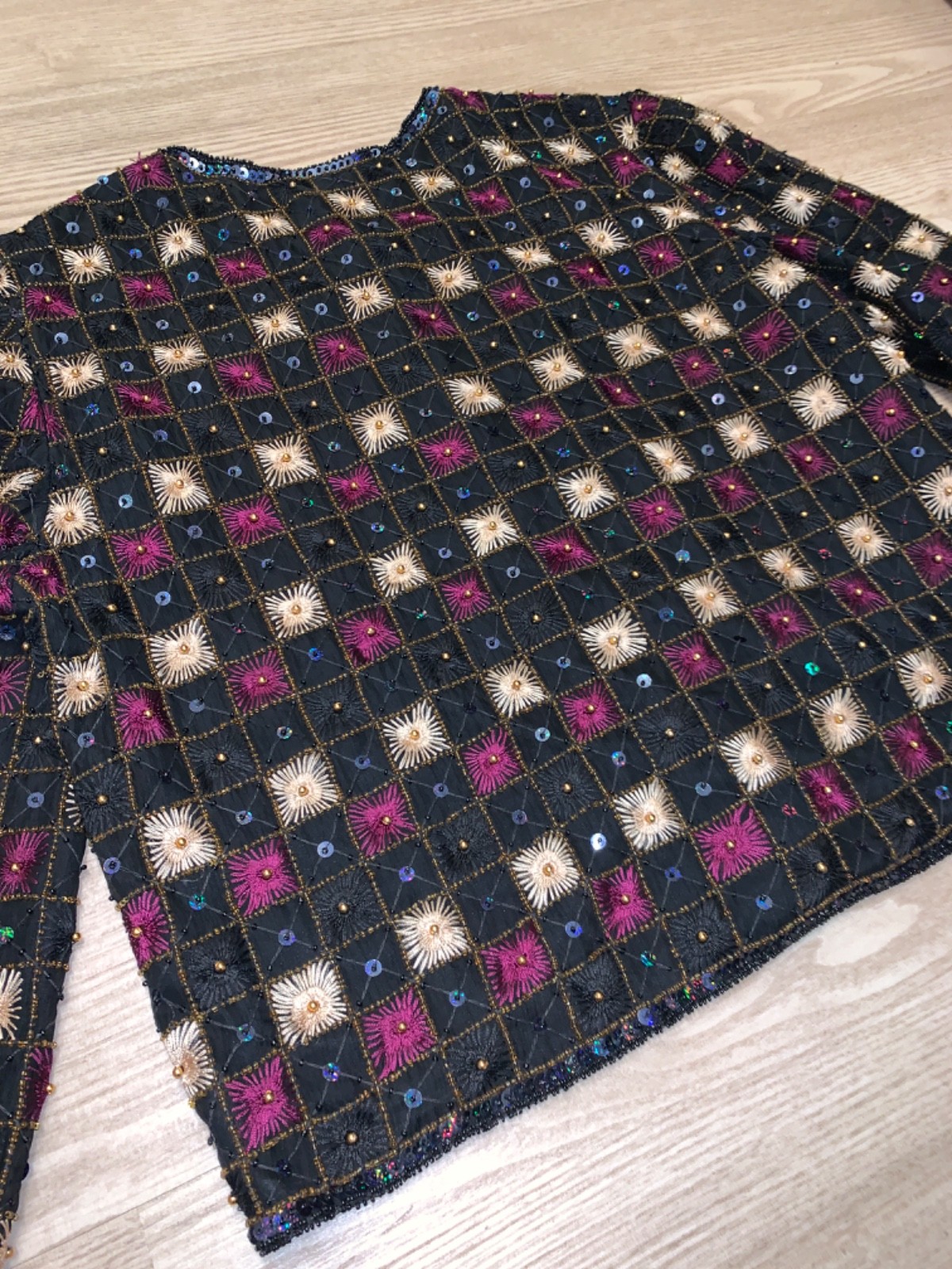 Vintage JKara NY 100% Silk Lined Beaded Geometric Evening Jacket – Ladies M