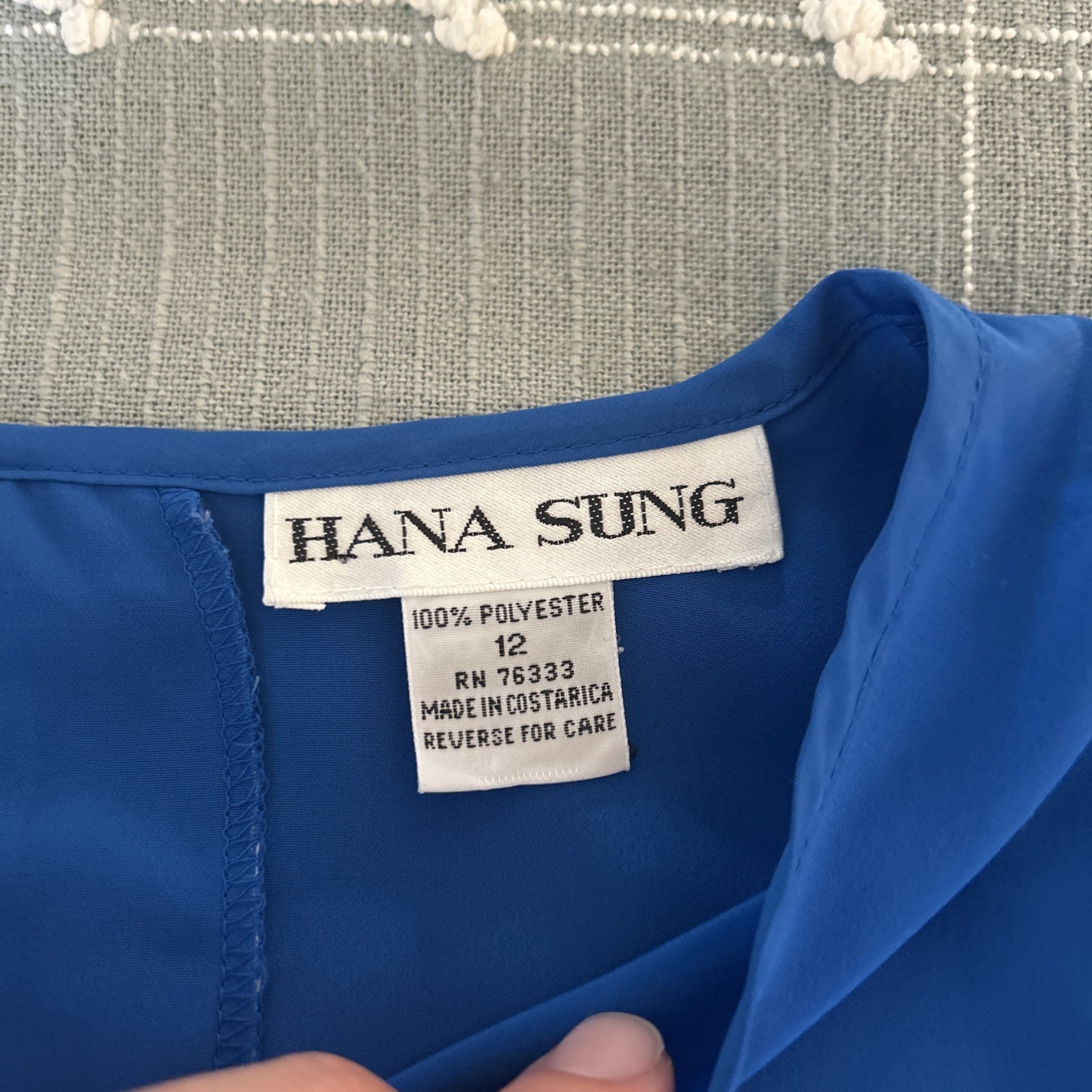 Vintage 90s Hana Sung Royal Blue Blouse Size 12