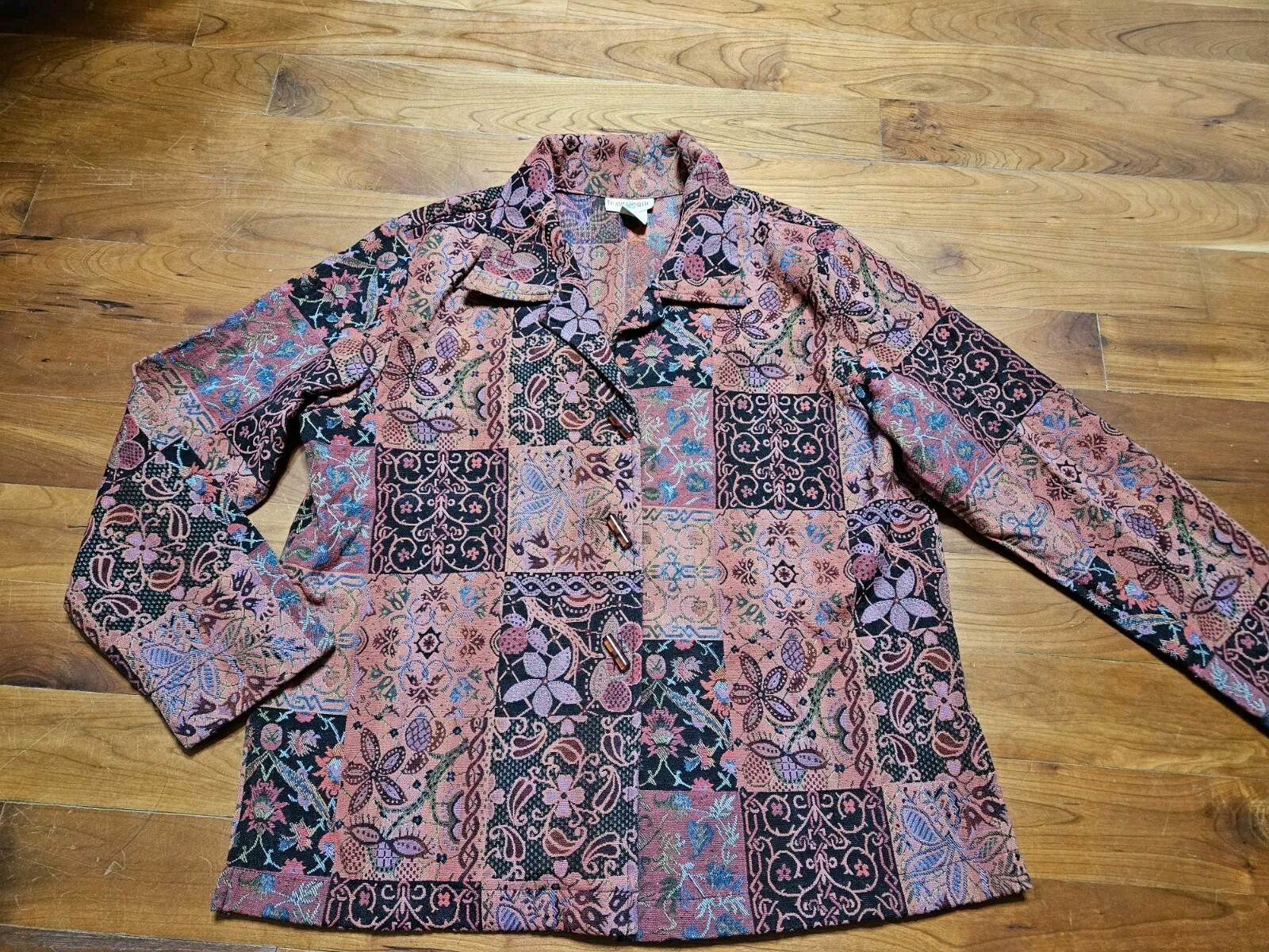 TravelSmith Sz Large Vintage Womens Multicolor Tapestry Jacket Boho Floral