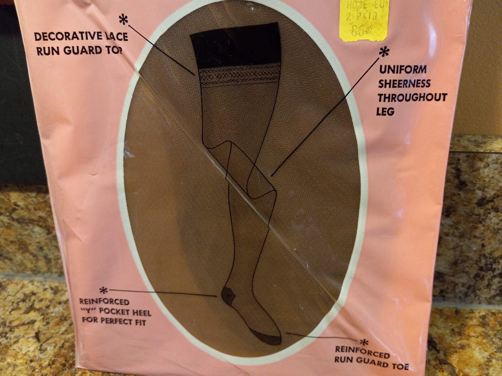 2-Pair Women’s Garter Stockings Sheer Seamless Mesh Nylon Size: 9 1/2 Taupetone