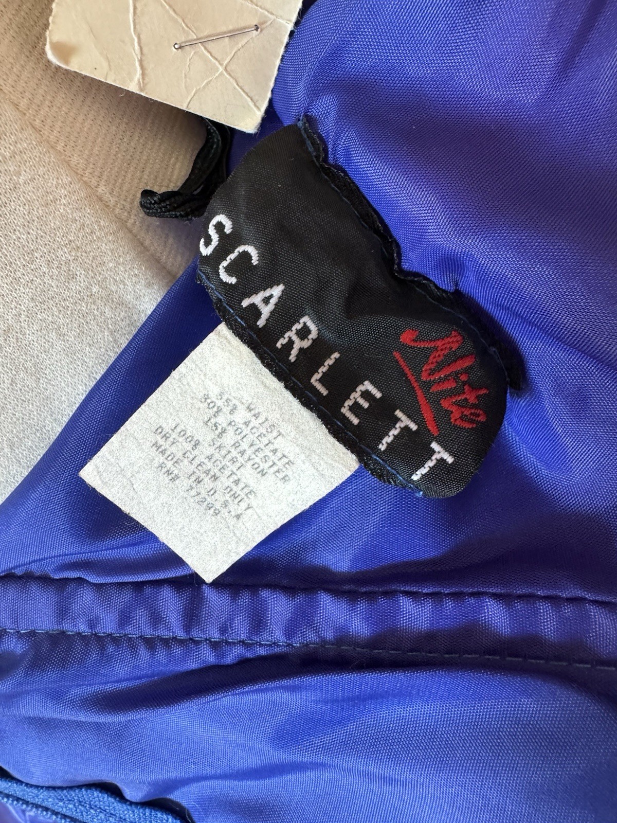 Vtg Scarlett Nite Prom Dress Blue Purple Sequin Short Bubble Hem 7/8 Strapless
