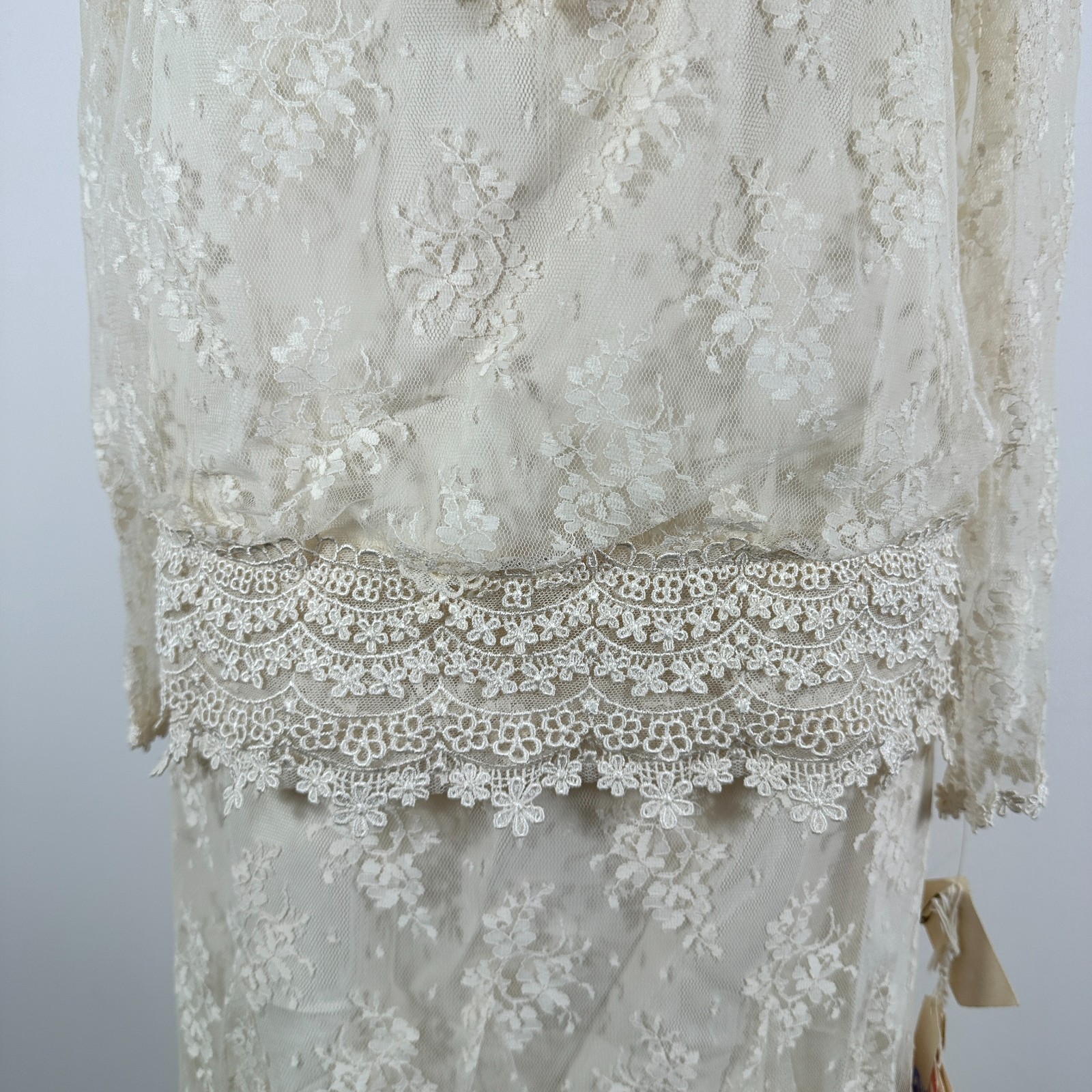 VTG 70s 80s Barbara Chodos Michael Marcella Lace 2 Pc Flapper Set Sz 12 NWT