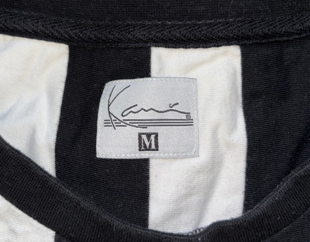 Karl Kani T-Shirt Size M Womens Black White Striped Sweatshirt Polo Luxury Classy