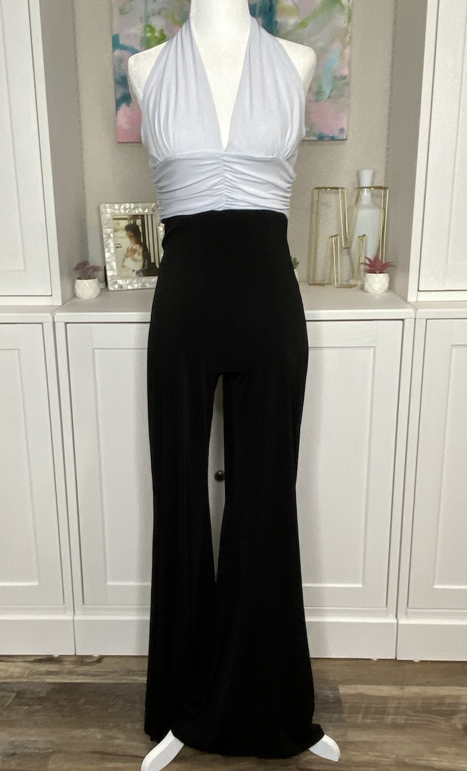 1990s Wet Seal Jumpsuit Vintage Halter Medium Wide Leg Polyester Clubwear