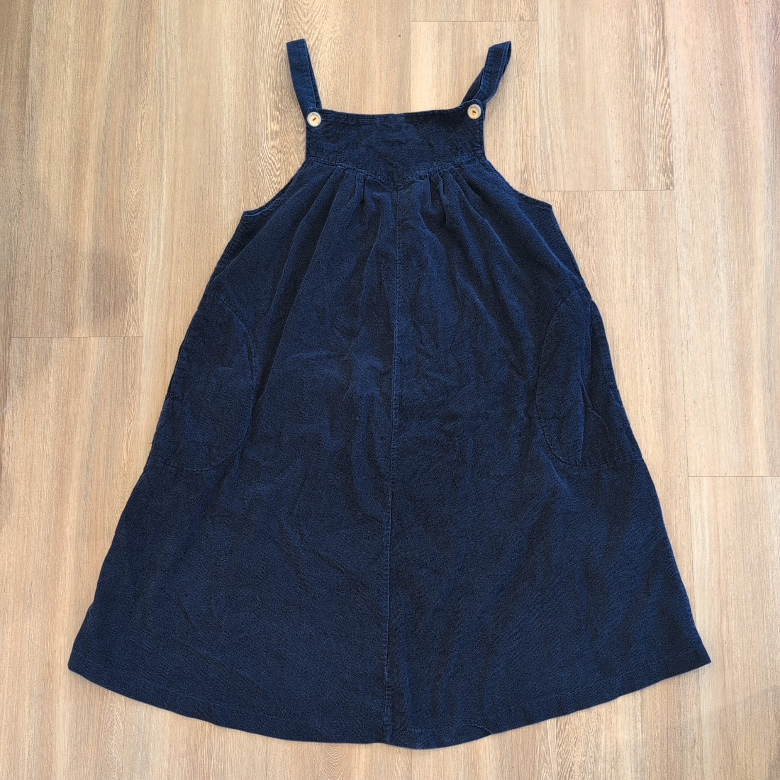 VTG 90s partners Navy Corduroy Midi Pleated Jumper Dress cottage core feminine