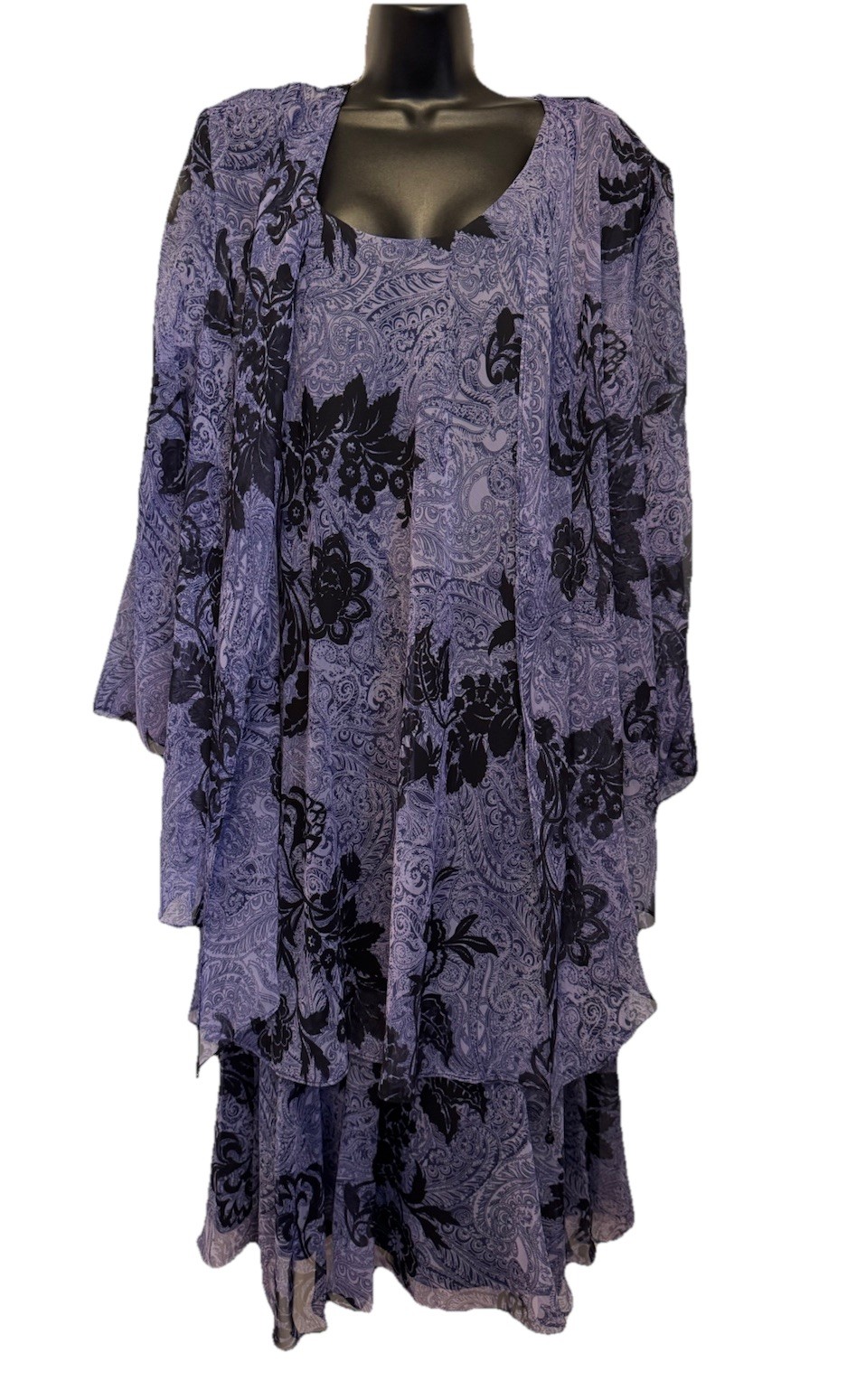 Vintage J.B.S. Floral Dress & Jacket Set Sheer Women’s 22W Purple Black NWT