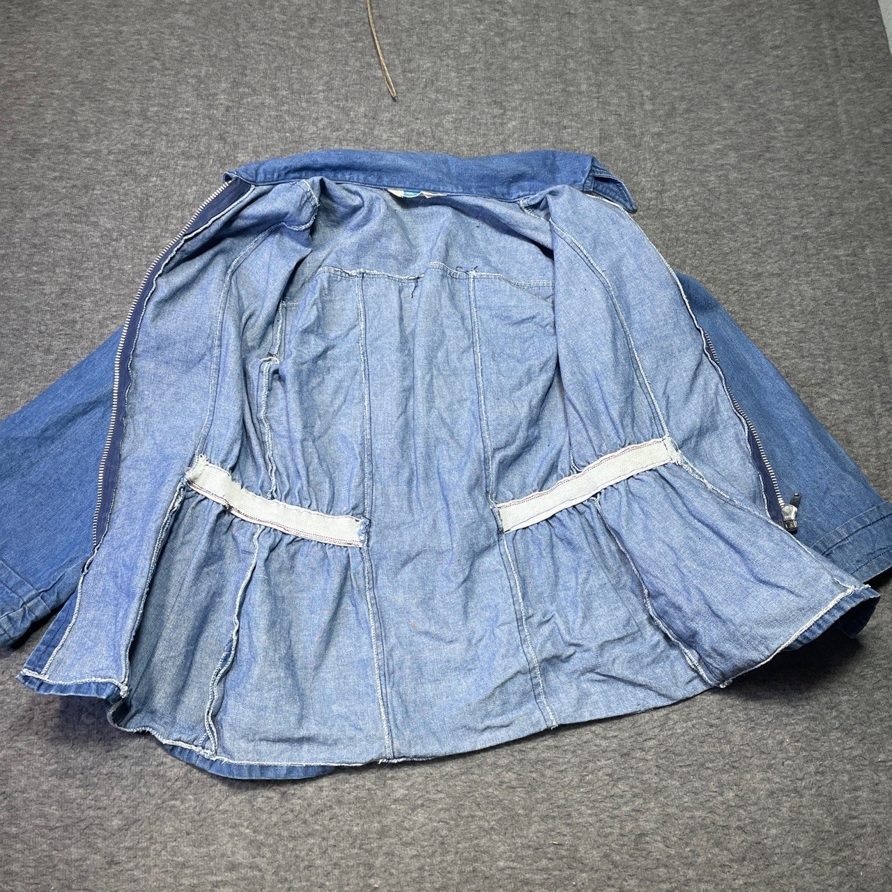 Vintage Branded Lions Denim Shirt Women Large Zip Up 60s Jacket Western retro