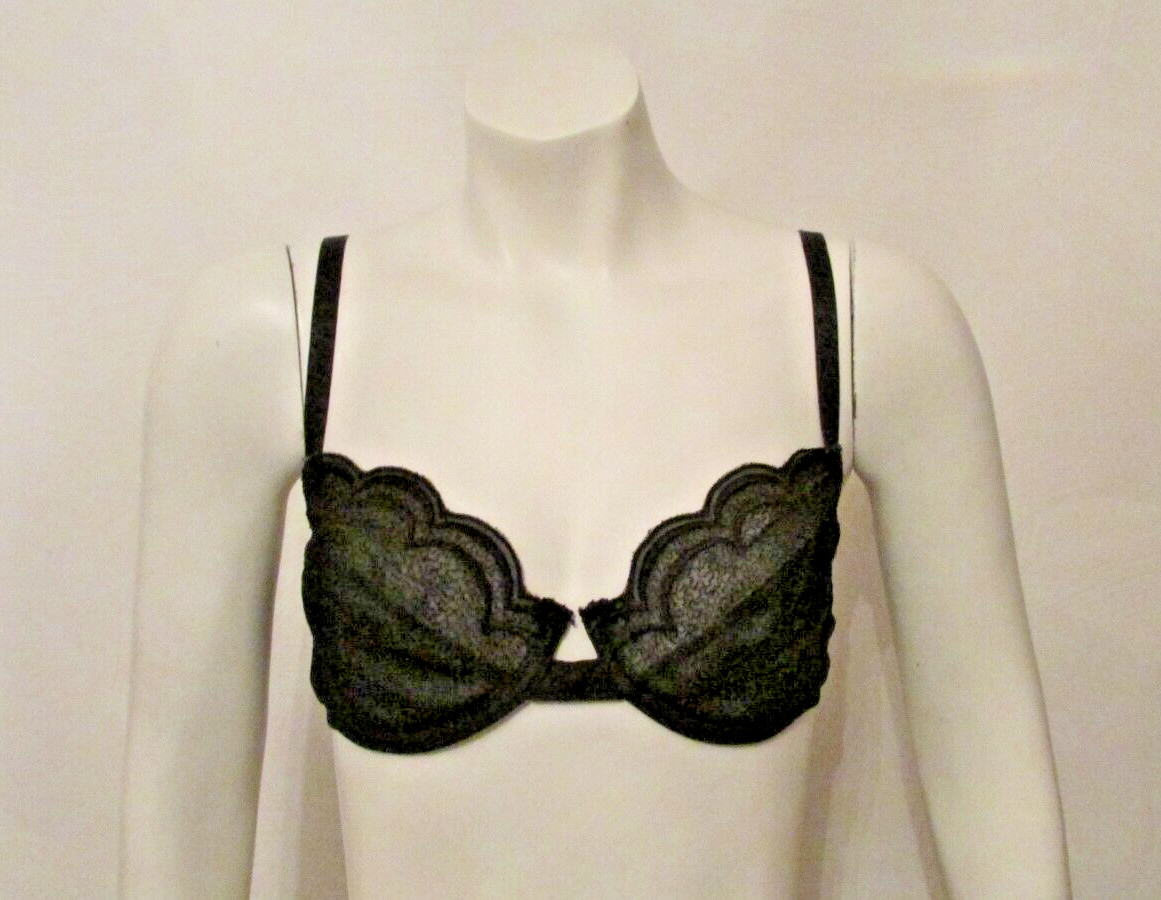Victoria’s Secret Gold Label Floral Satin Chantilly Lace UW Balconette Bra 34C