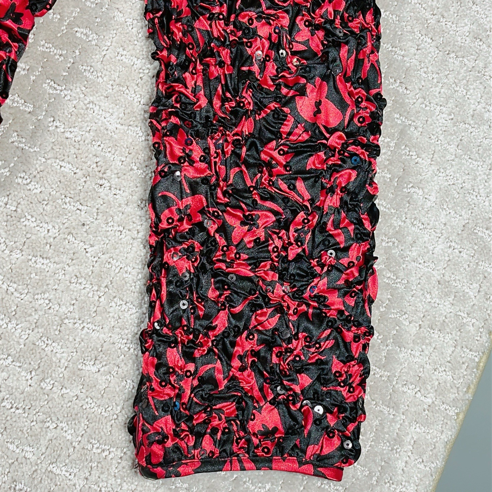 Vintage Draper’s & Damon’s Petites Jacket Women’s PL Black Red Sequined Ruched