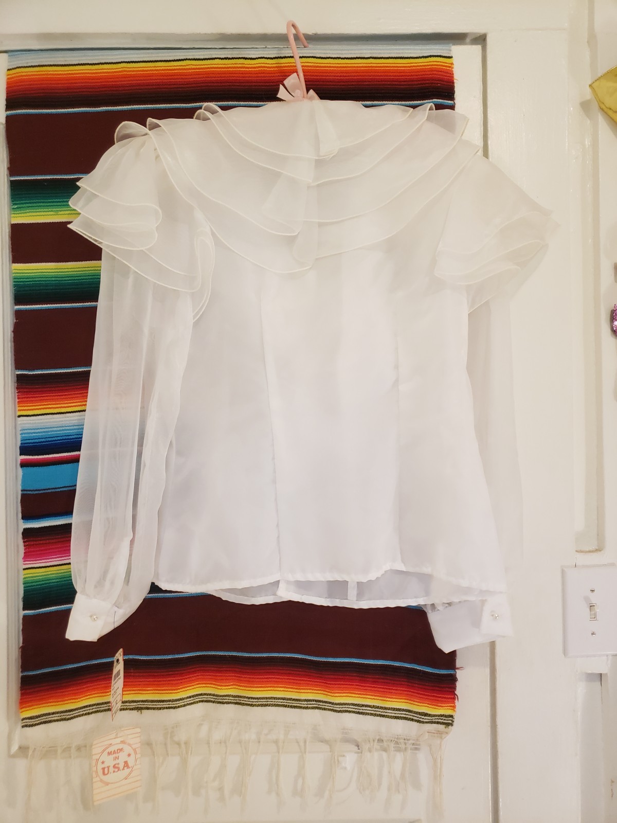Vtg 70s Rothschild Night Life for Lilli Ann 12 White Organza blouse Avant Garde
