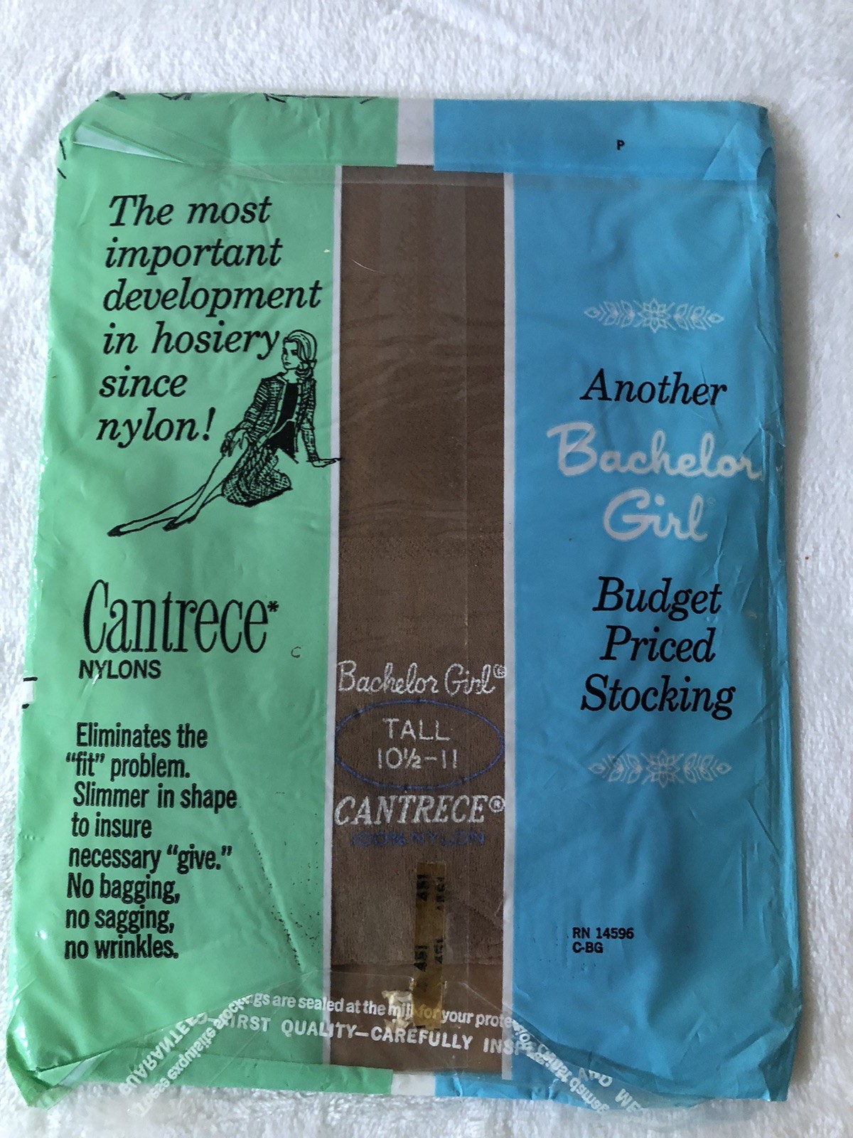 CANTRECE Bachelor Girl Dupont Nylon Stockings SIZE Tall 10.5-11 Beigetone