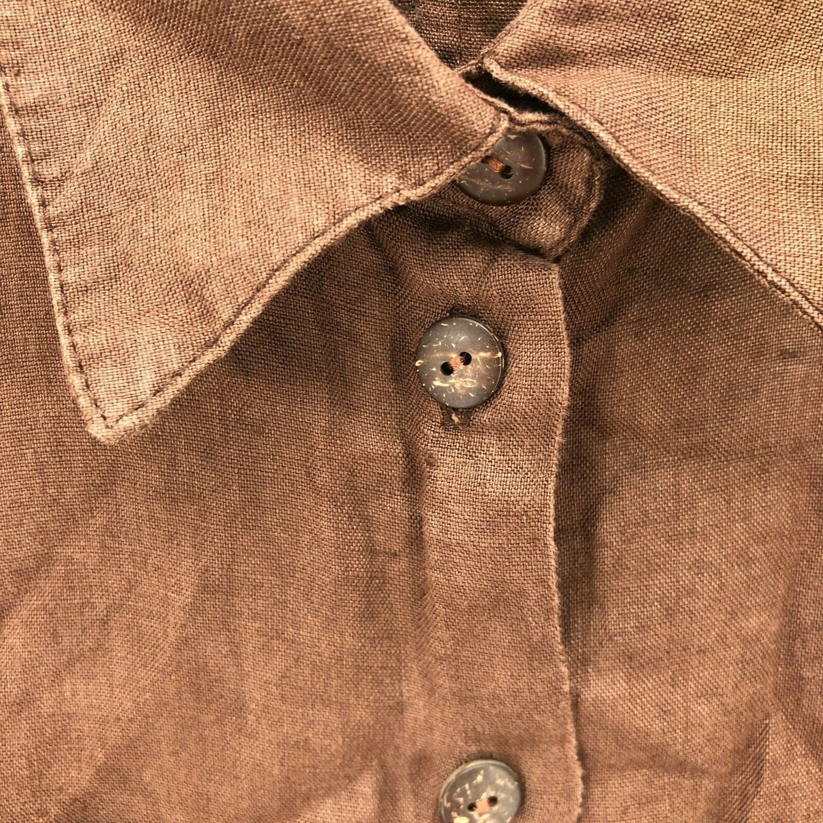 Sinquanone Womens M Vintage Sleeveless Brown Linen French 42 Blouse Top Shirt