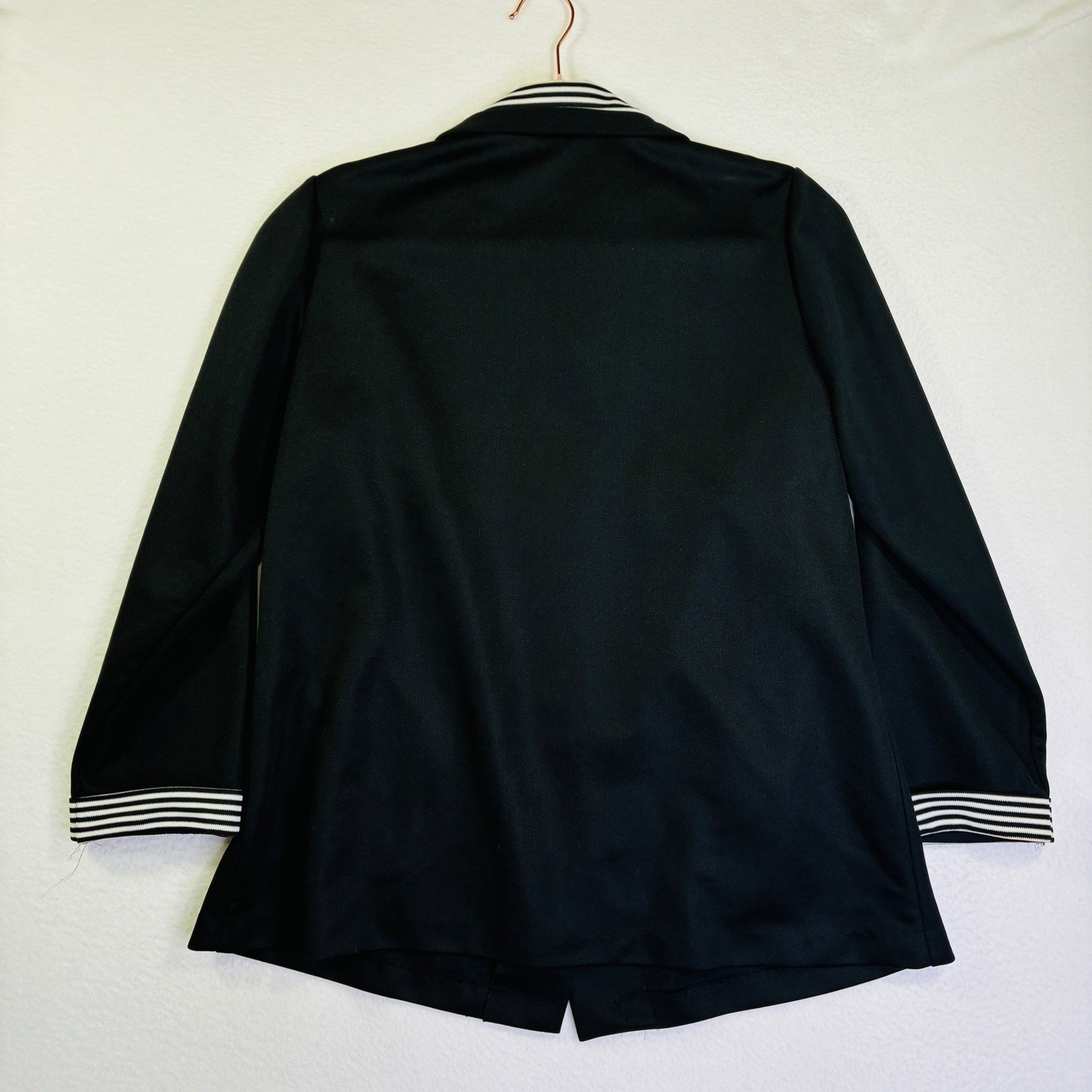 Vintage 70s ILGWU Union Made Black Striped Nautical Mod Large Size 18.5