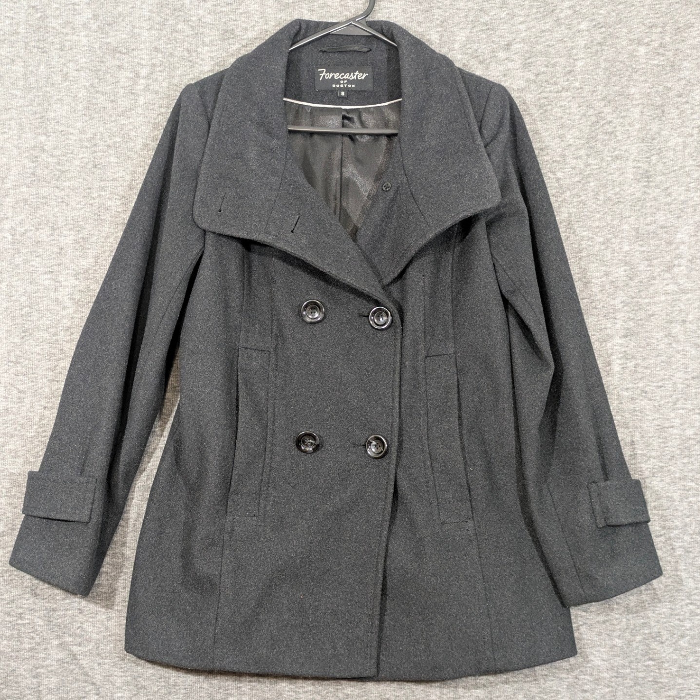 Vintage Forecaster of Boston Womens Dark Gray Double Breasted Pea Coat Size 8