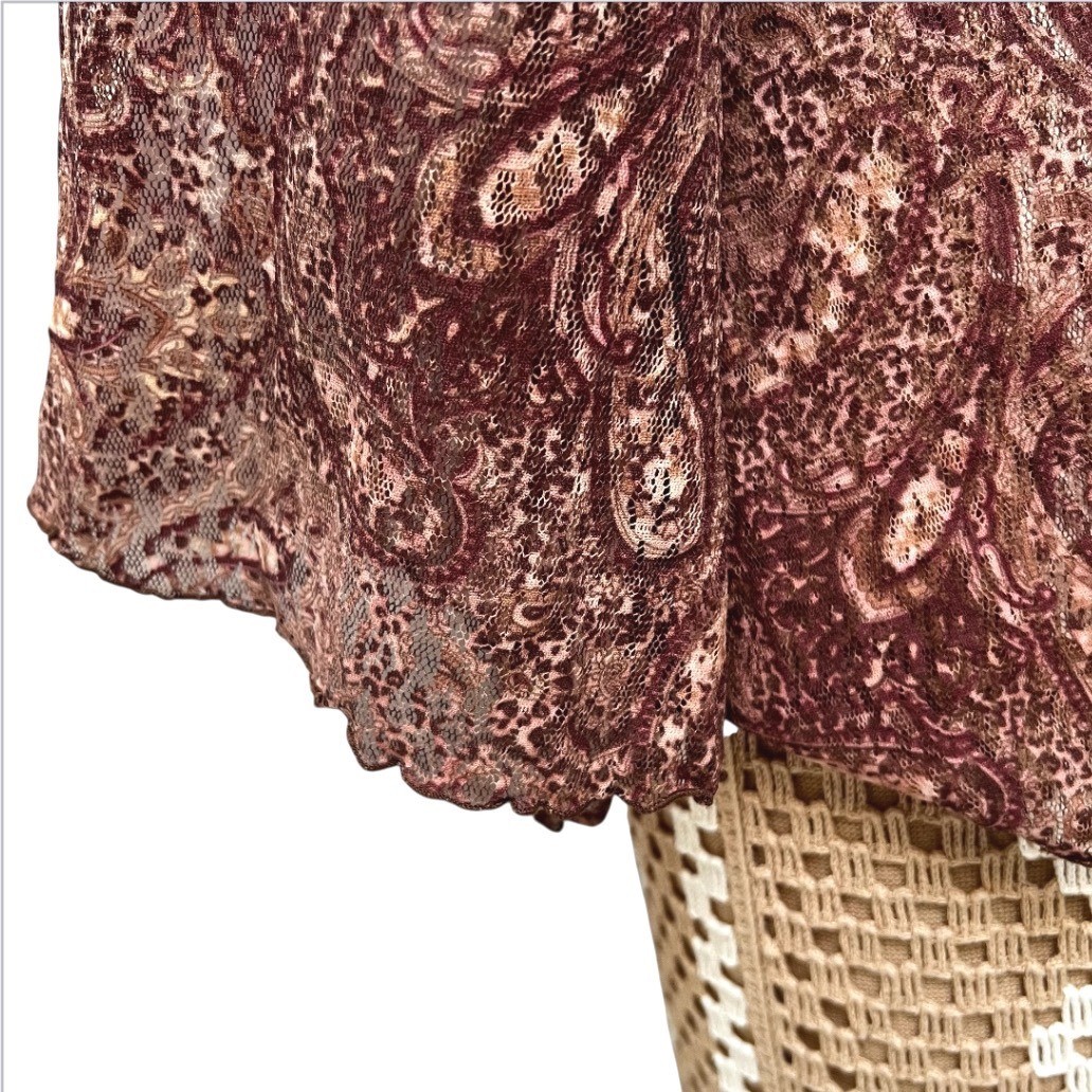 Vtg 90s Bisou Bisou Paisley Lace Bell Sleeve Top Boho S Whitchy Whimsygoth USA