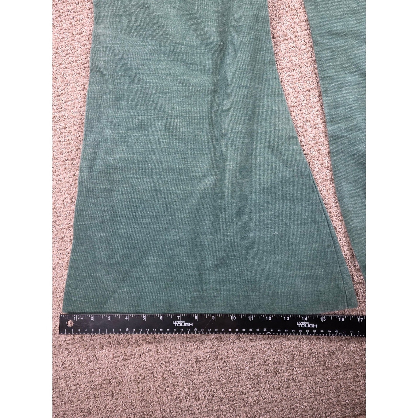 Vintage 70s Parkhouse Juniors Green Cotton Flare Leg Bell Bottom Pants 30×30