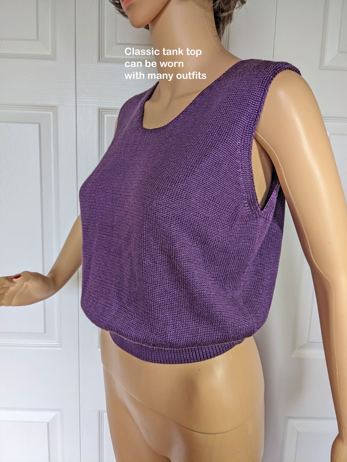 Fia Italia Handloomed Tank Top & Cardigan 34″ bust set, Purple pullover tank SM