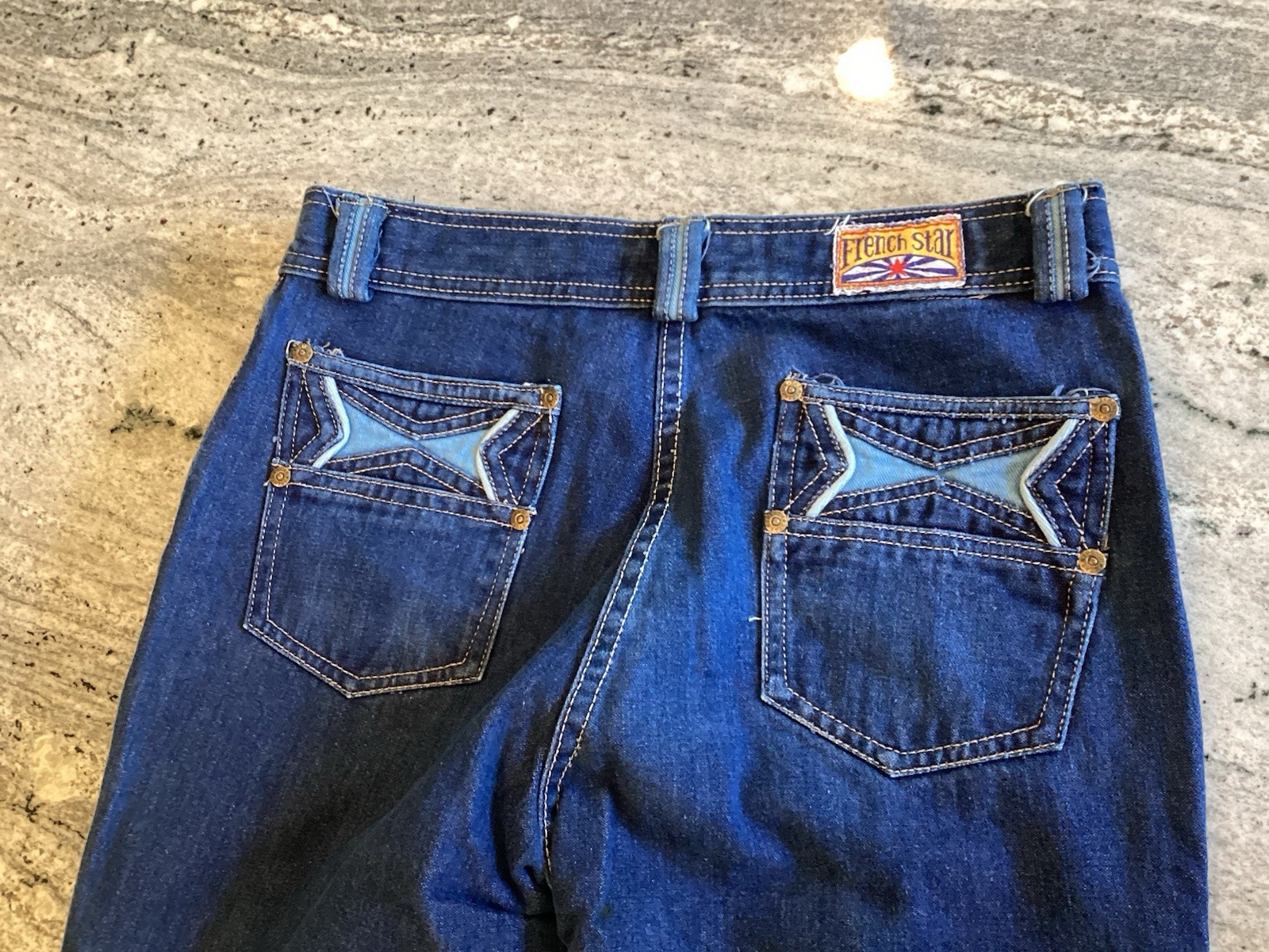 VGT 70s 80s Women’s French Star Bootcut Flare Jeans 29×32 Boho Hippie