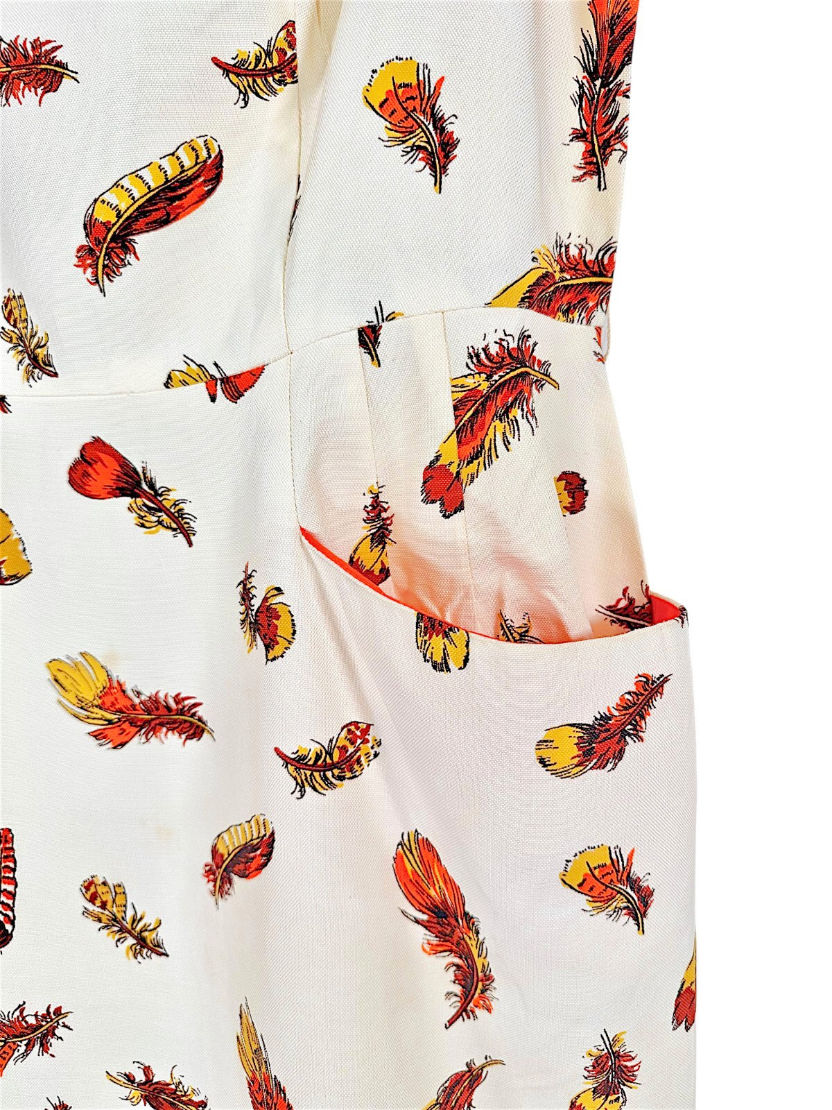 Vintage Cover Girl of Miami Feather Print Retro Sheath Dress