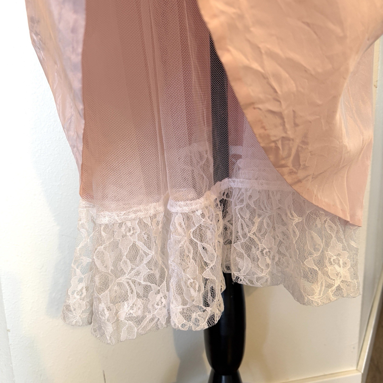 VTG Gunne Sax Jessica McClintock 80s Prom Dress Pink Sequin Lace Tulle XS/Small