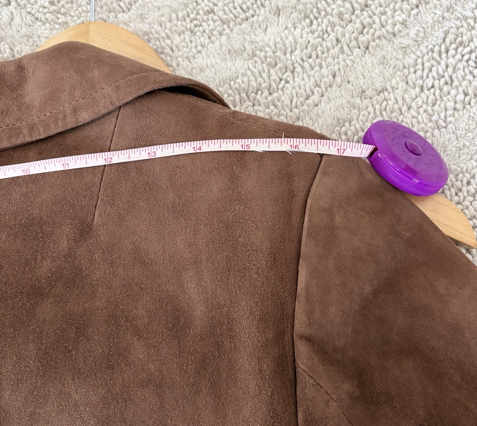 Vintage HERRERO Y RODERO Suede Leather Long Coat Button Sz L 60s 70s Barcelona