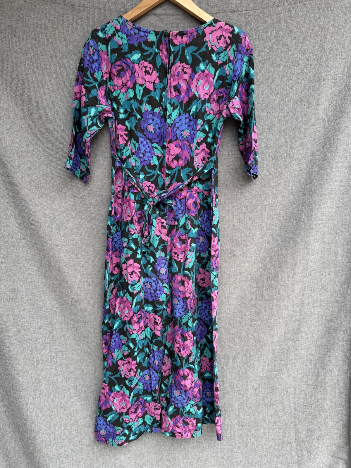 Rabbit Designs Sz 8 Vintage 80’s 90’s USA Jumpsuit Romper Floral Pink Purple