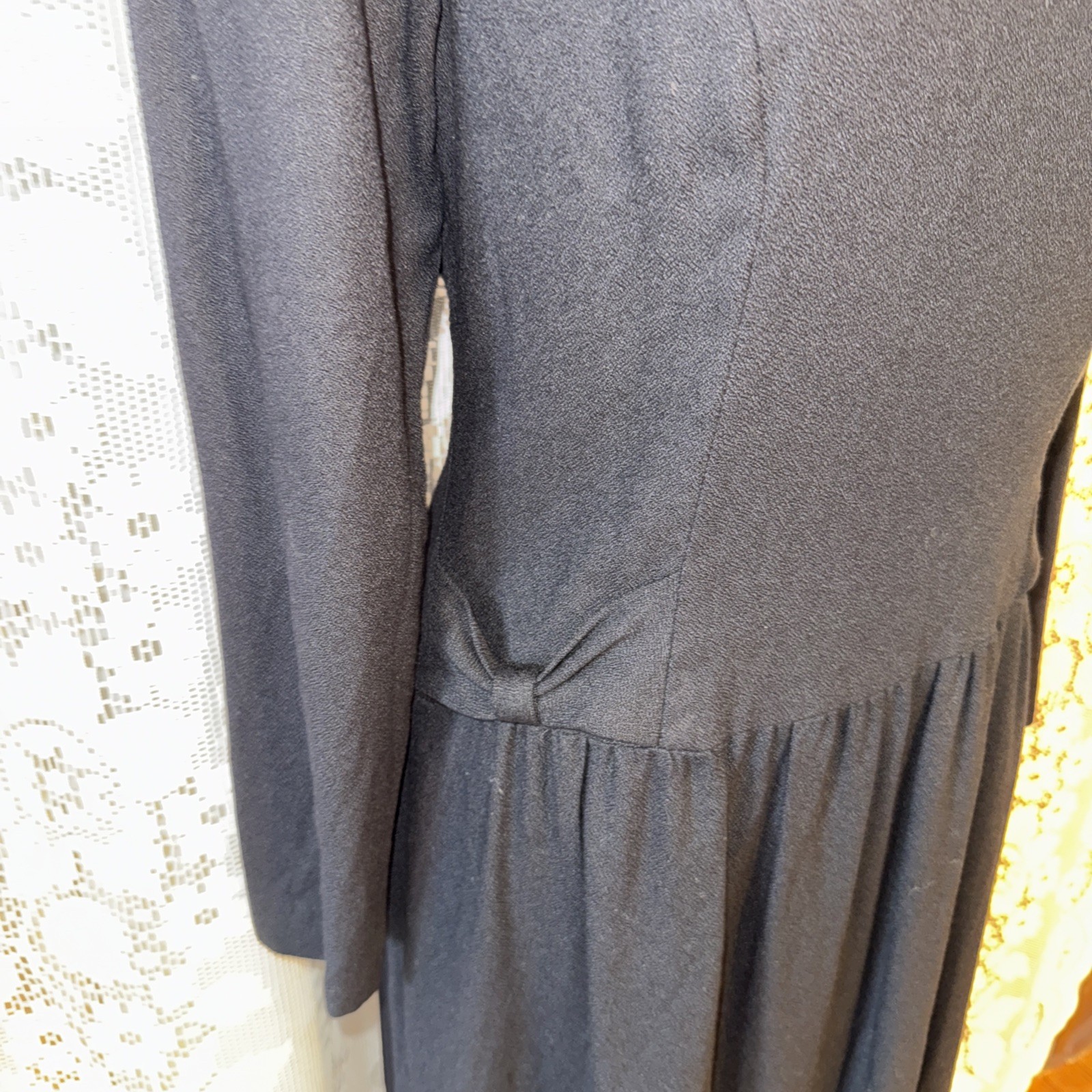 Vintage Lanz Originals Woman’s Opaque Rayon Little Black Dress Size 8 34 Bust