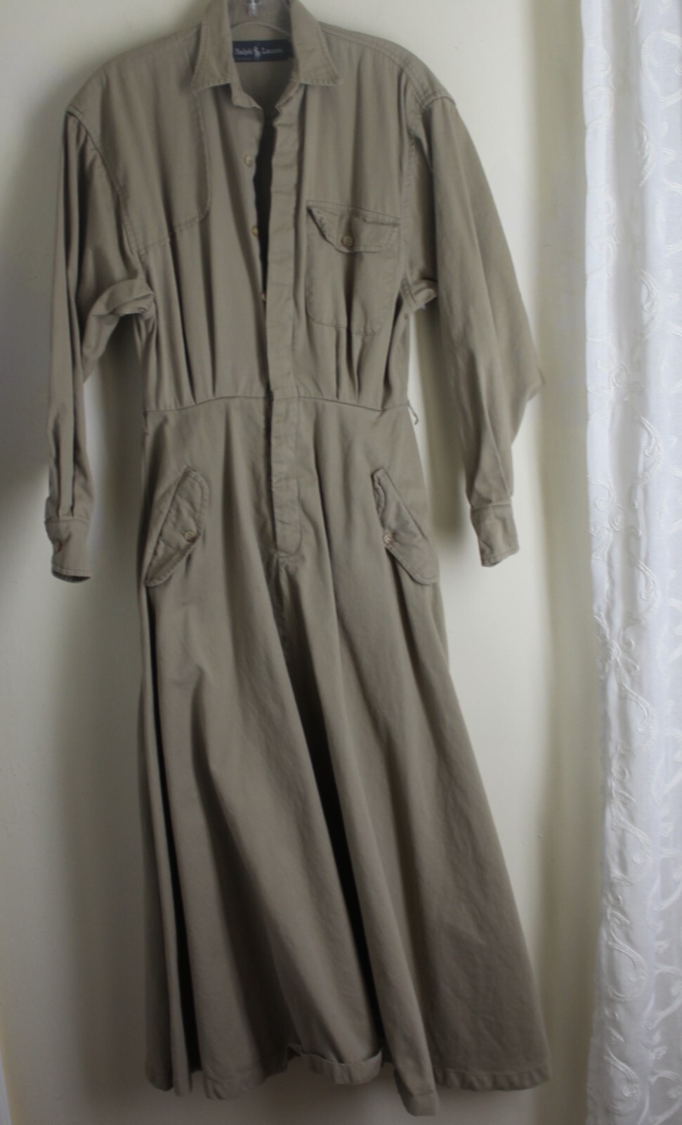 Ralph Lauren Sz 6 S M Very Vintage 70s 80s USA Safari A-Line Western Maxi Dress