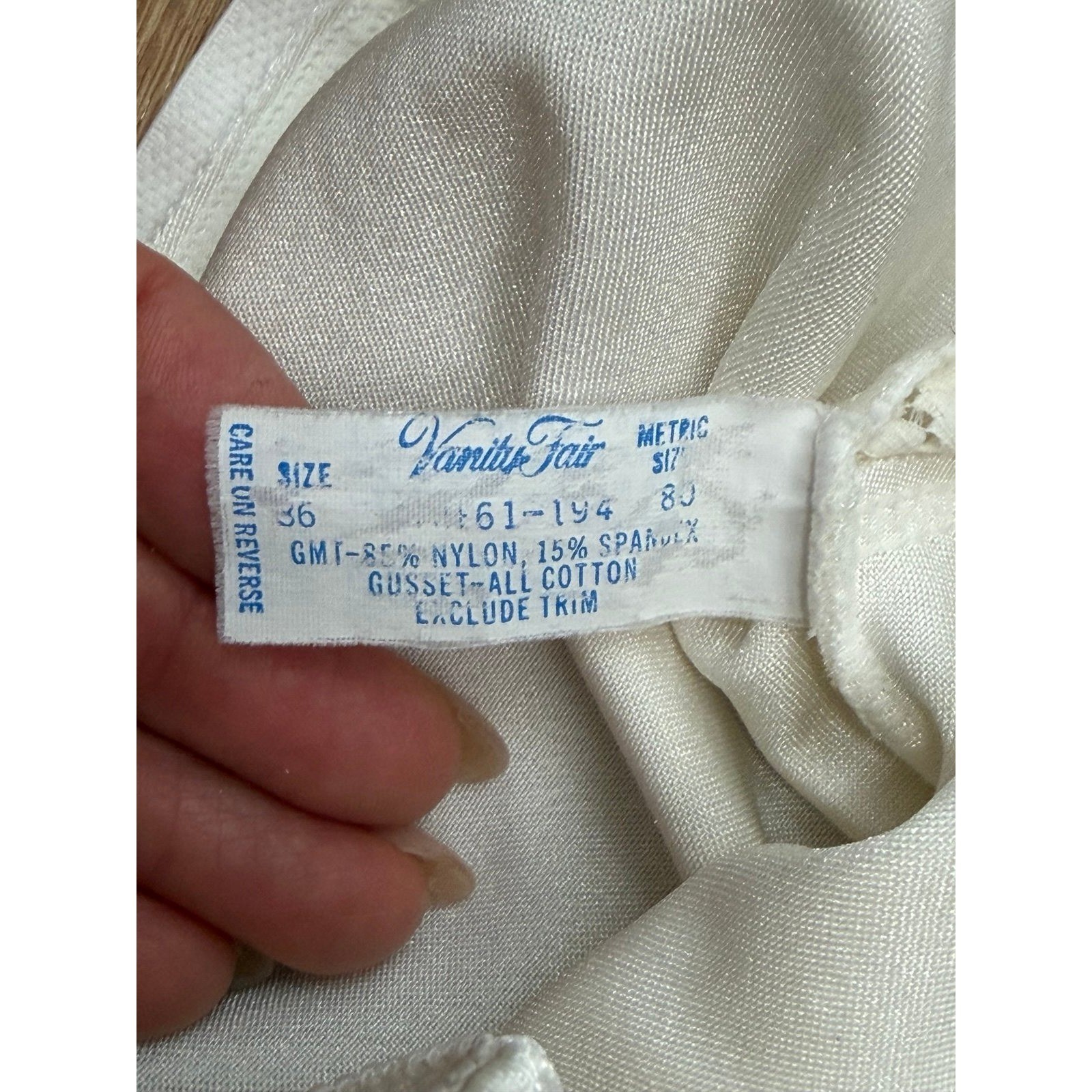 Vanity Fair Ivory Lace Shaping Slip Bodysuit Camisole Size 36 Vintage