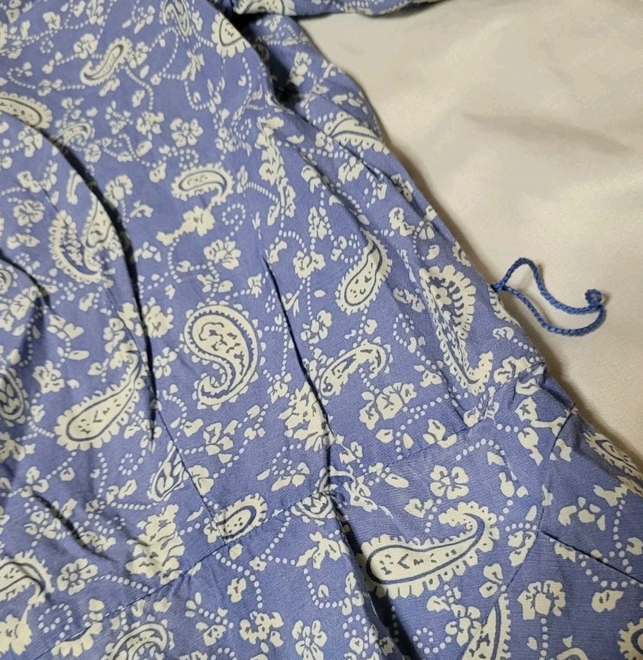 Vintage ’80s ED Michaels Dress Size 10 Blue Tea Garden Floral Dress