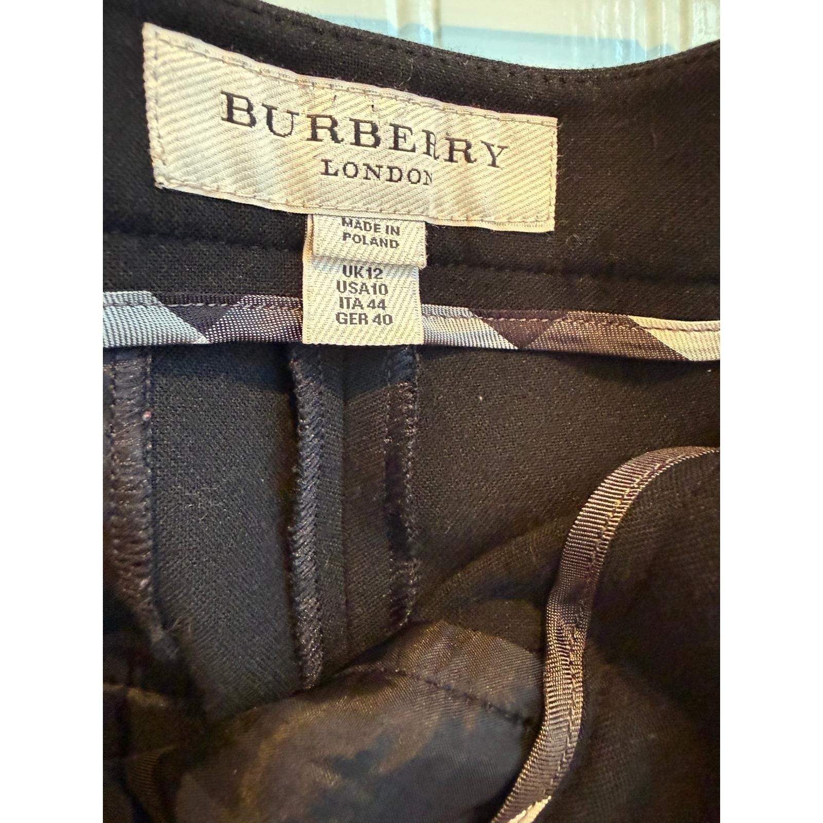 Burberry Black Flare Leg Trousers US 10 UK 12 Classic Vintage Old Money