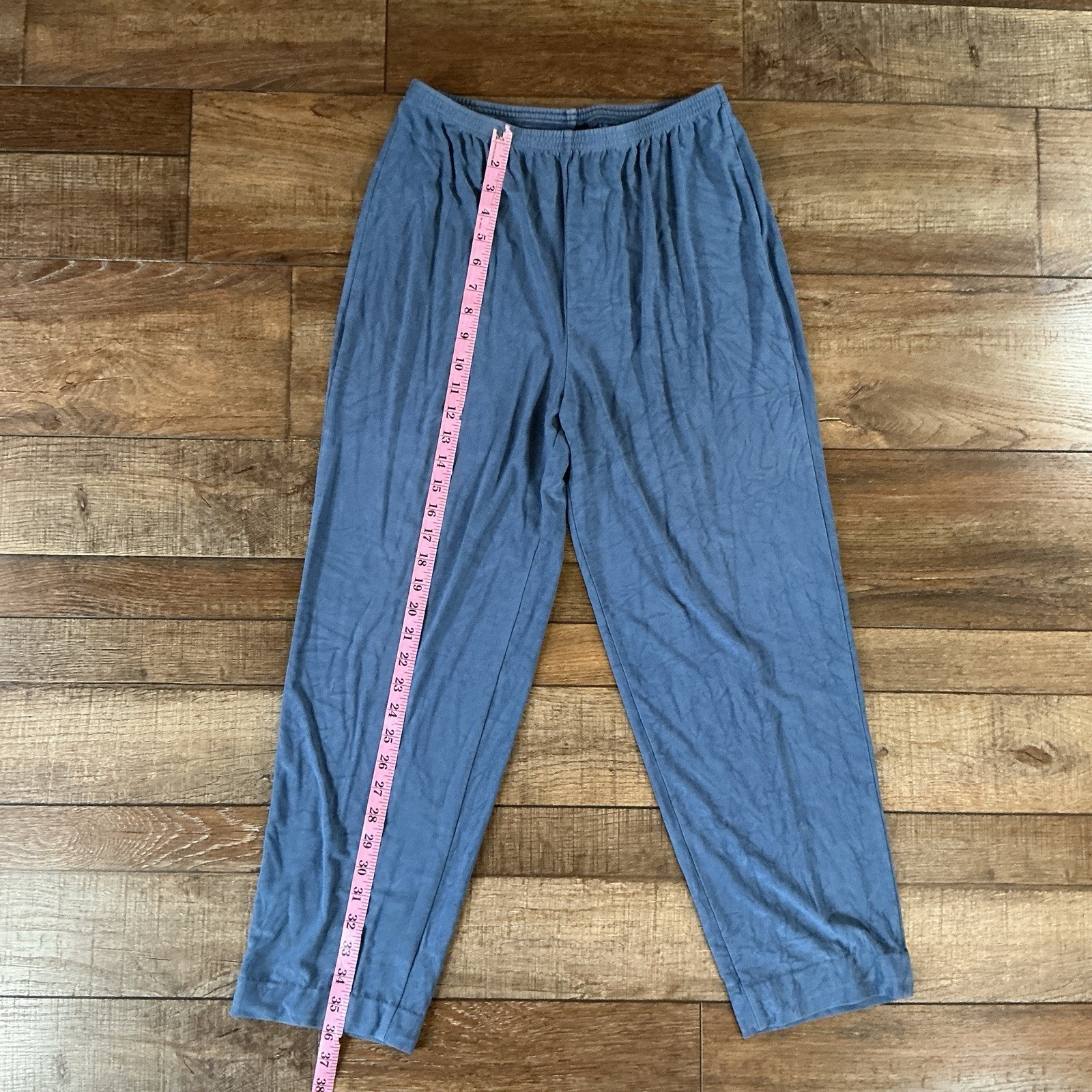90s VTG Carole Little Size M Blue Acetate Lycra Pull On Pants USA Made #11E6