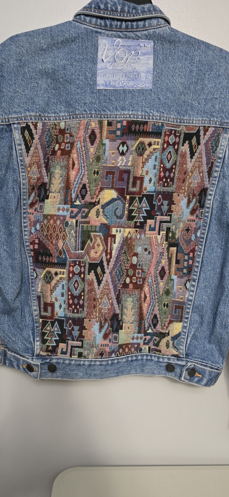 Von Ehrenpreis Jacket Women’s S Blue Denim Tapestry Coach New Hope PA Vintage