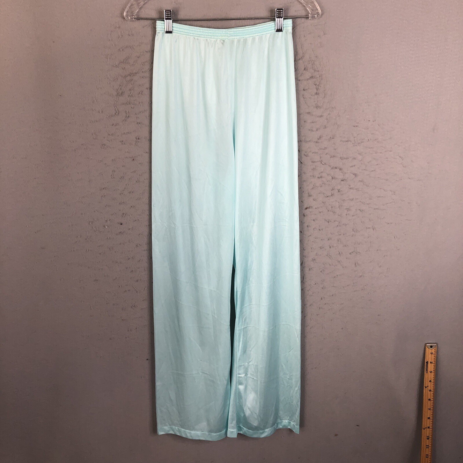 Vintage Coquette Pajamas Womens SMall Blue Nylon Silky Feminine Lace Trim Retro