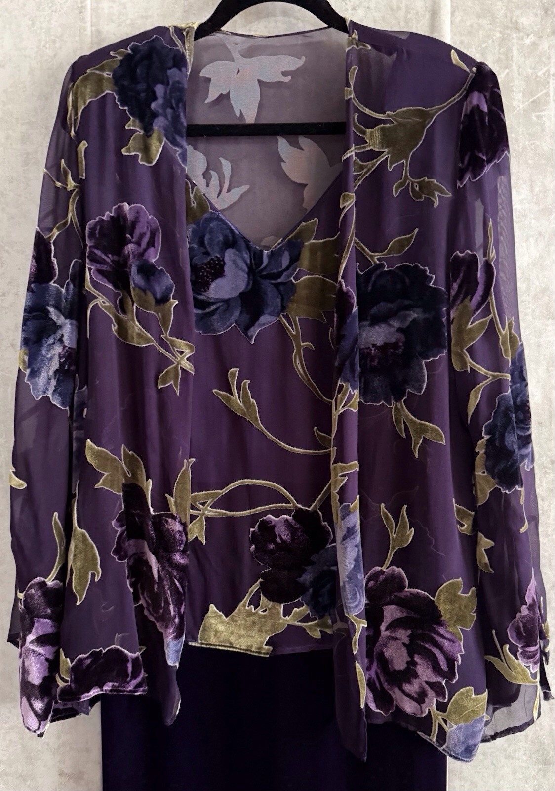 Vintage Jeffery & Dara Purple 2Pc Floral Jacket Blouse Sleeveless Dress Sz 10