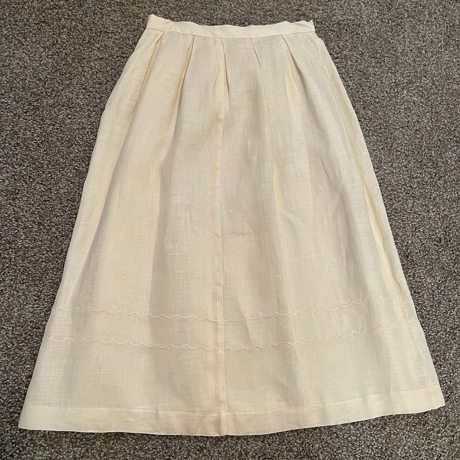 VTG Cloak of Many Colors Women’s 10 Linen Midi Skirt Set Ivory Crochet Victorian
