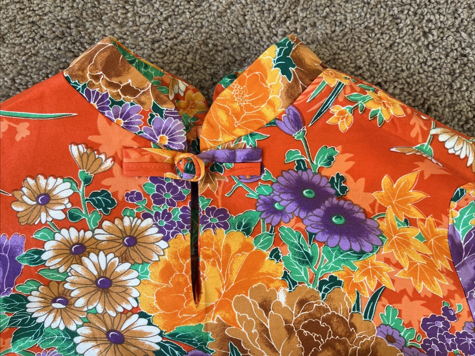 VTG 60/70s Sears Hawaiian Fashions Multicolor Floral Oriental Inspired Dress-Sz8