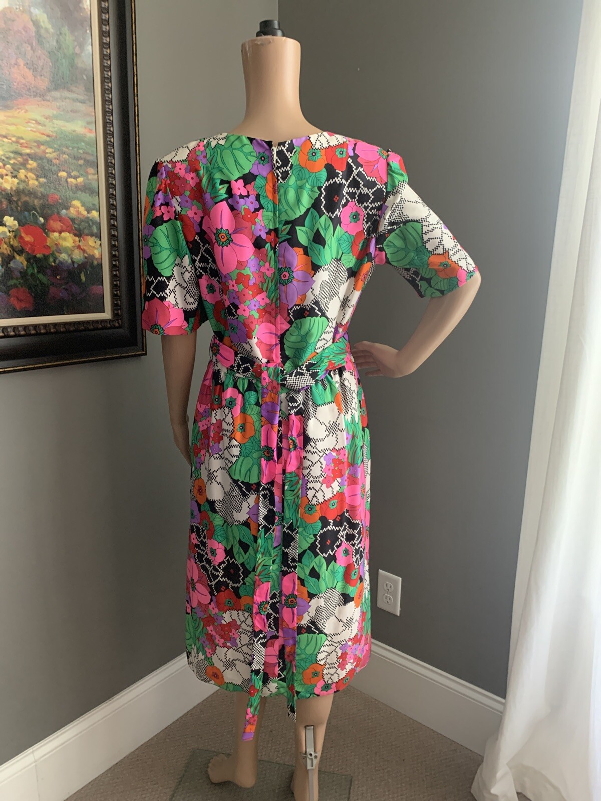 Rare Vintage 1970’s Posh by Jay Anderson Bright Mod Print Sheath Dress Size 8