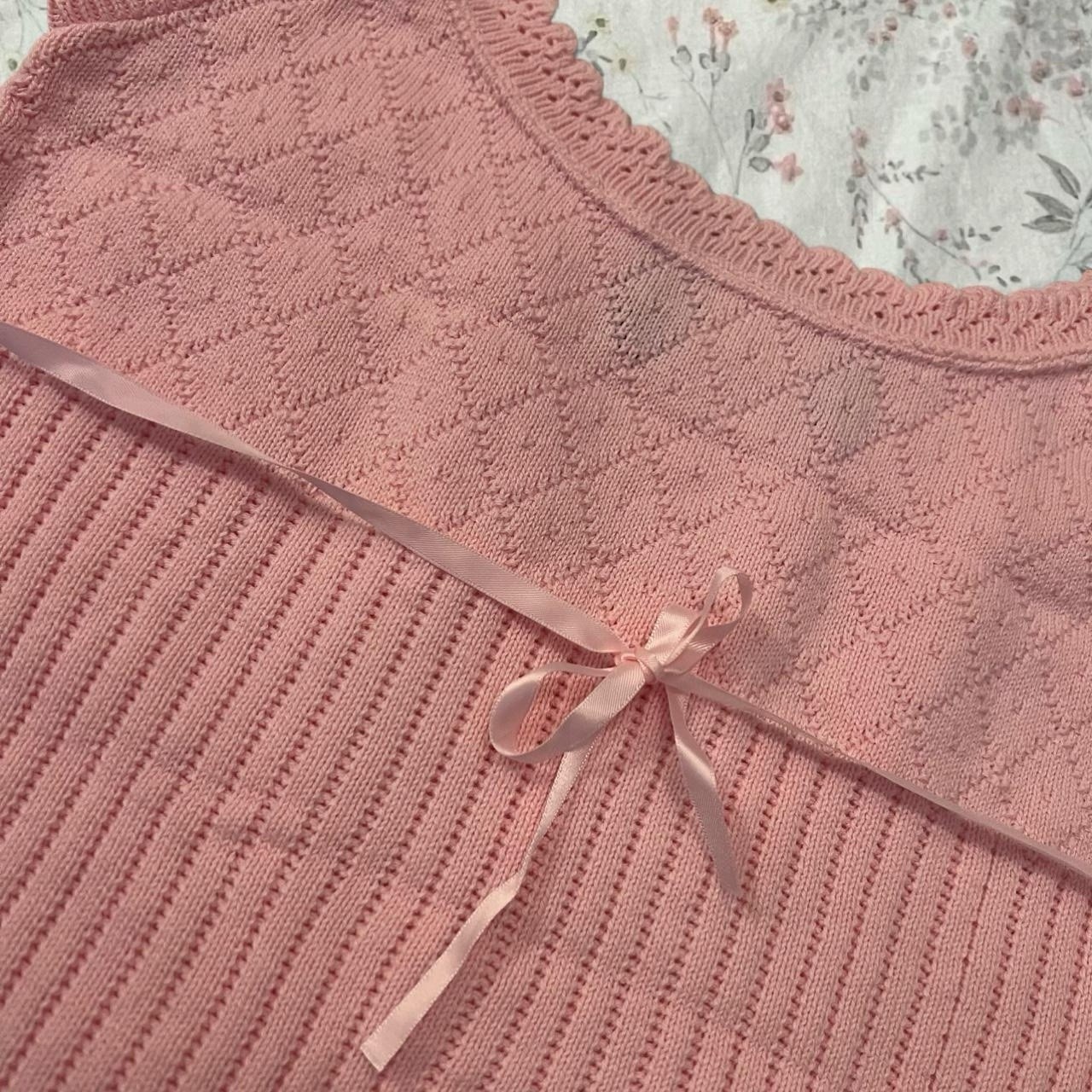 Vintage 90s Pc Knitwear Tank Top Pontielle Cotton Pink Cropped Knit Made in USA