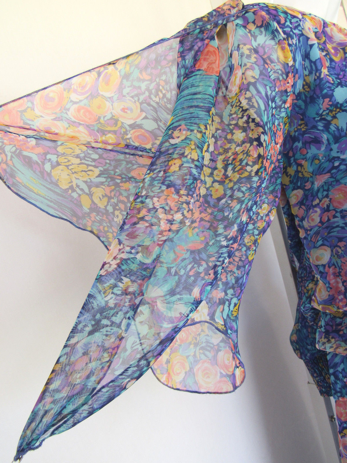 VTG 1980s 90s SIASIA NEW YORK FLORAL SKIRT & TOP SIZE SMALL POLYESTER SPLIT ARMS