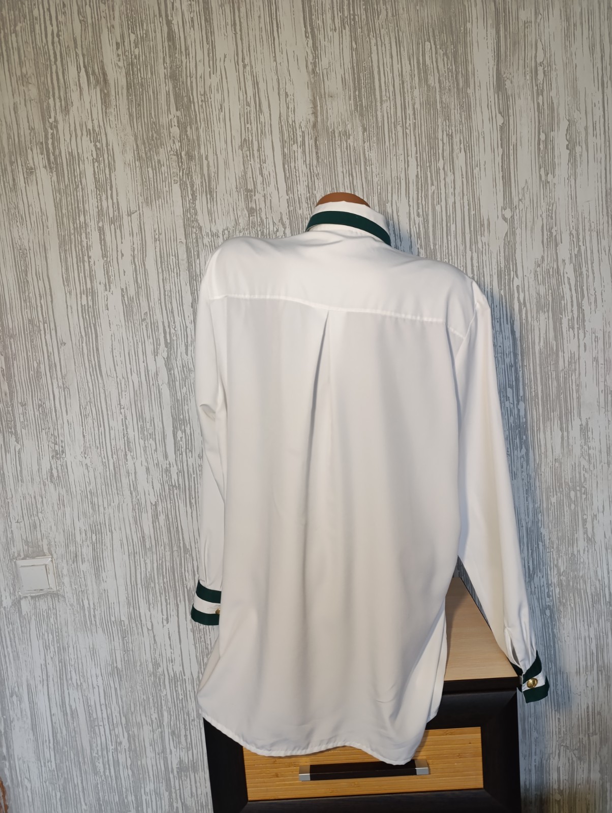 Vintage Yarell White Blouse Military Nautical Style | Green Trim | Gold Wing But